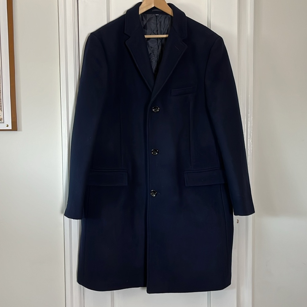 J. Crew Thompson Navy Quilted Overcoat Jacket Wool Blend NWT
